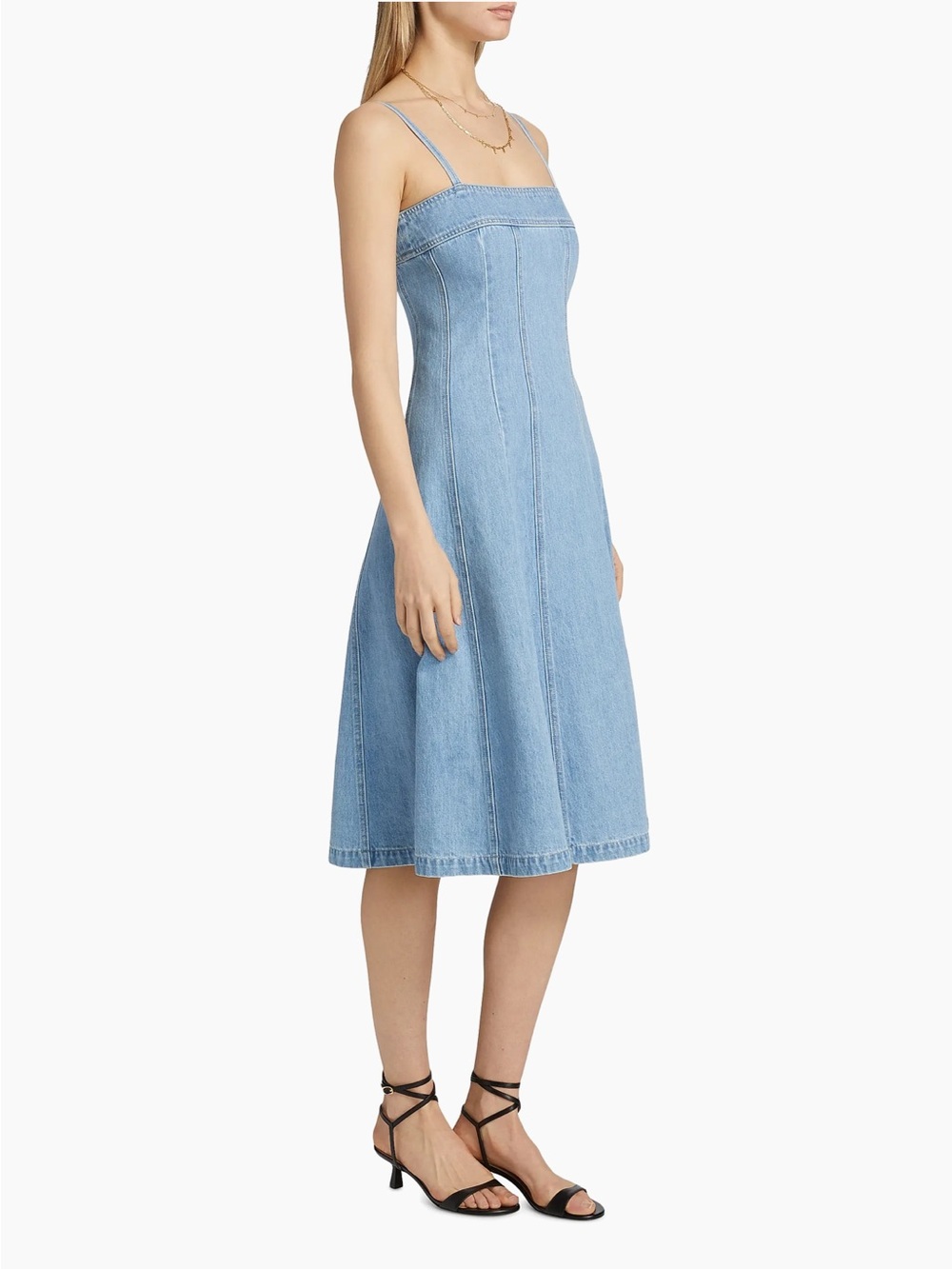 L'AGENCE Mitzy Seamed Denim Midi-Dress Light Blue - 0 - Picture 3 of 13